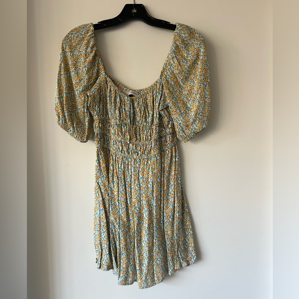 Faithfull the Brand floral print mini dress with smocking